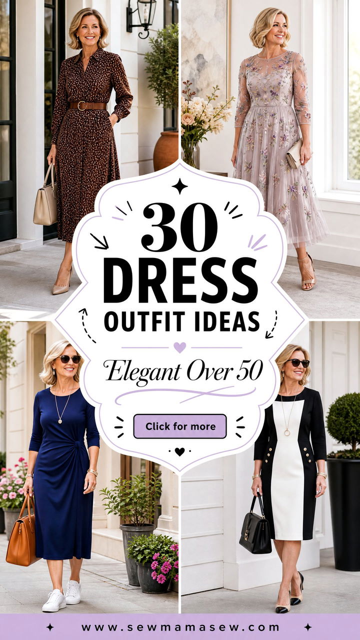 30 Dress Outfit Ideas for Women Over 50 to Look Elegant - 30 Dress Outfit Ideas for Women Over 50 to Look Elegant