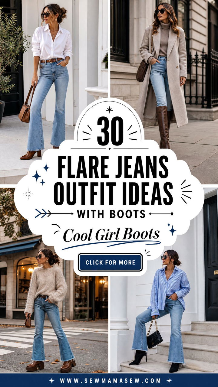 30 Flare Jeans Outfit Ideas With Boots for Cool Girls Now - 30 Flare Jeans Outfit Ideas With Boots for Cool Girls Now