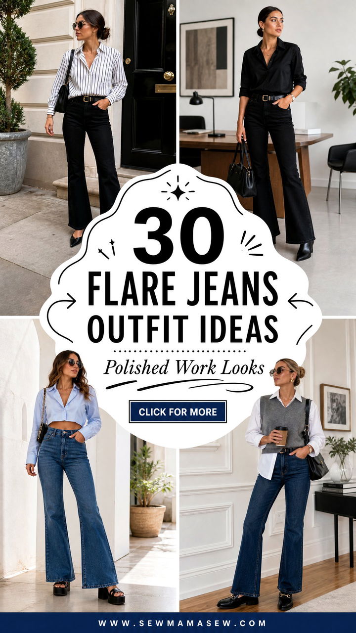 30 Flare Jeans Outfit Ideas With a Button Down for Work - 30 Flare Jeans Outfit Ideas With a Button Down for Work