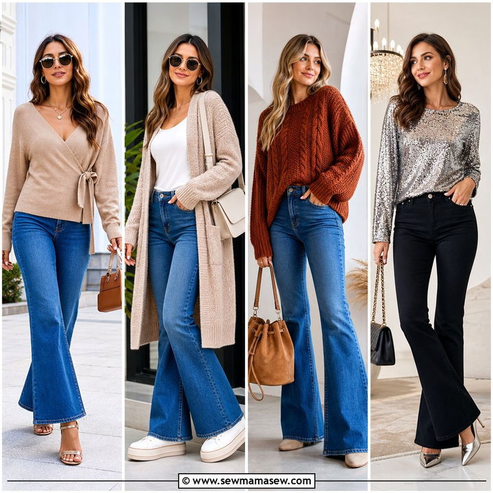 30 Flare Jeans Outfit Ideas With a Sweater for Cozy Chic