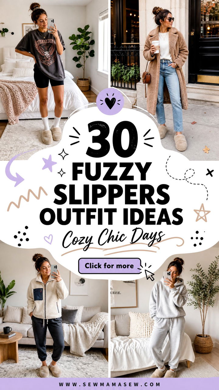 30 Fuzzy Slippers Outfit Ideas for Cozy-Chic Lazy Days - 30 Fuzzy Slippers Outfit Ideas for Cozy-Chic Lazy Days