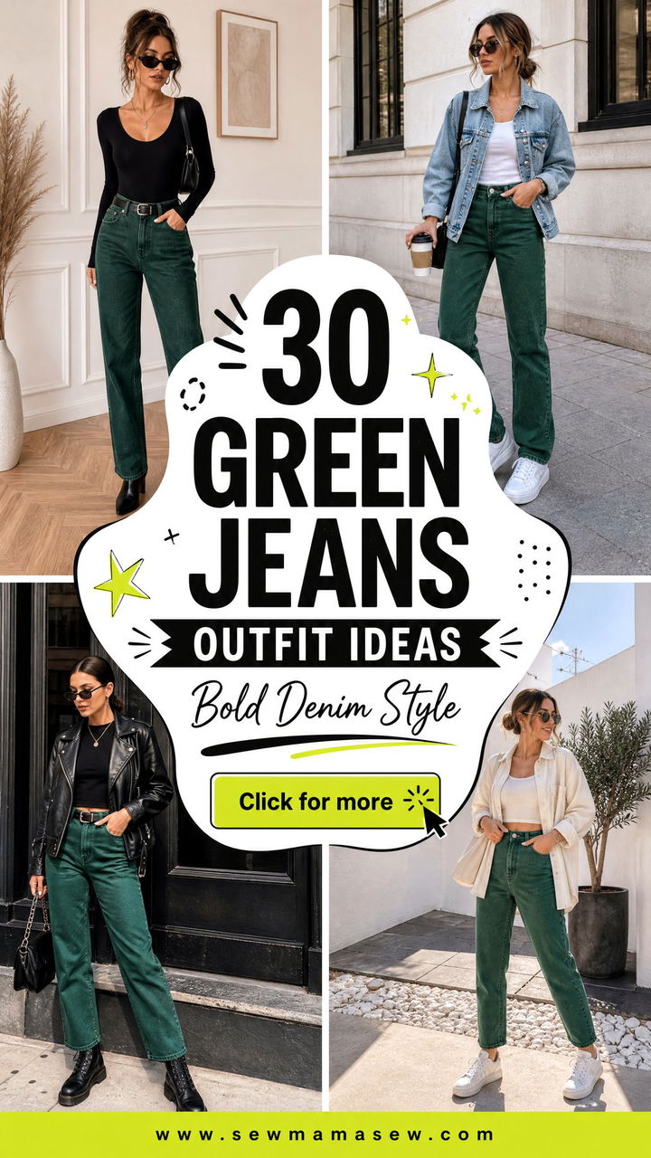 30 Green Jeans Outfit Ideas For Bold Everyday Style - 30 Green Jeans Outfit Ideas For Bold Everyday Style