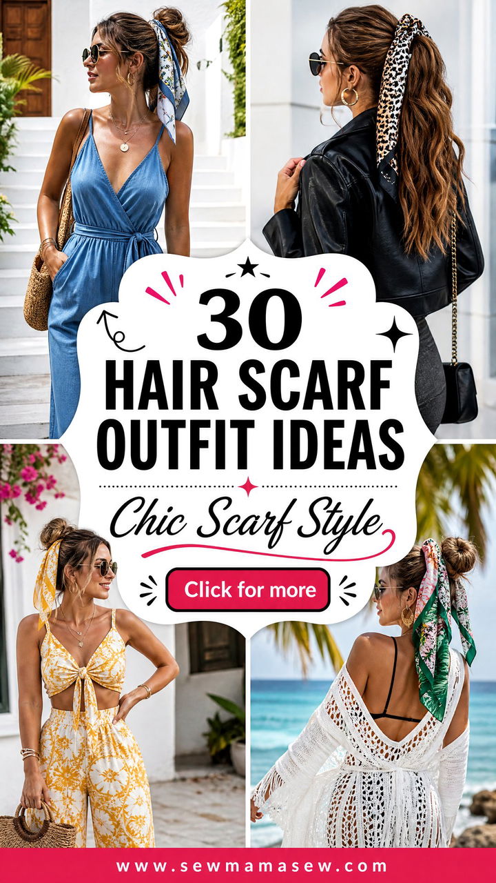 30 Hair Scarf Outfit Ideas For Chic Everyday Style Youll Love - 30 Hair Scarf Outfit Ideas For Chic Everyday Style You'll Love