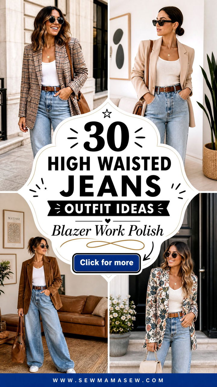 30 High Waisted Jeans Outfit Ideas With A Blazer For Work - 30 High Waisted Jeans Outfit Ideas With A Blazer For Work