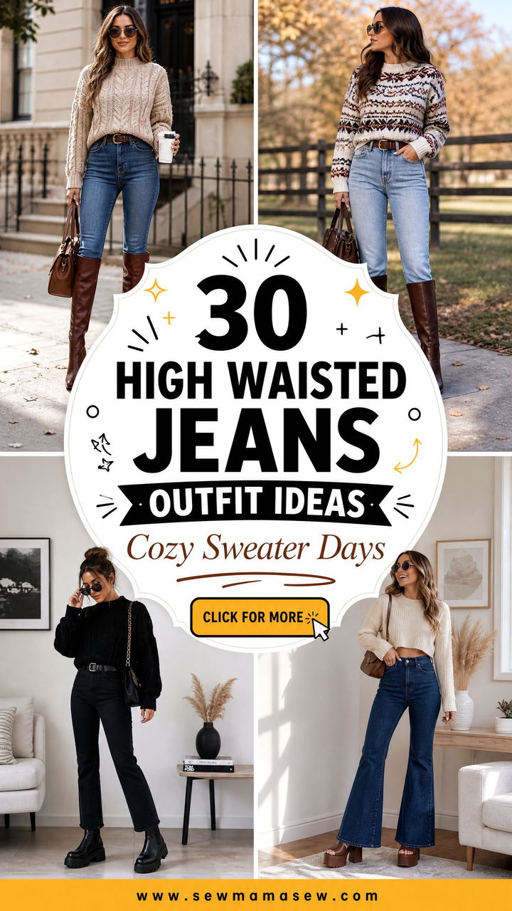 30 High Waisted Jeans Outfit Ideas With A Sweater For Cozy Days - 30 High Waisted Jeans Outfit Ideas With A Sweater For Cozy Days