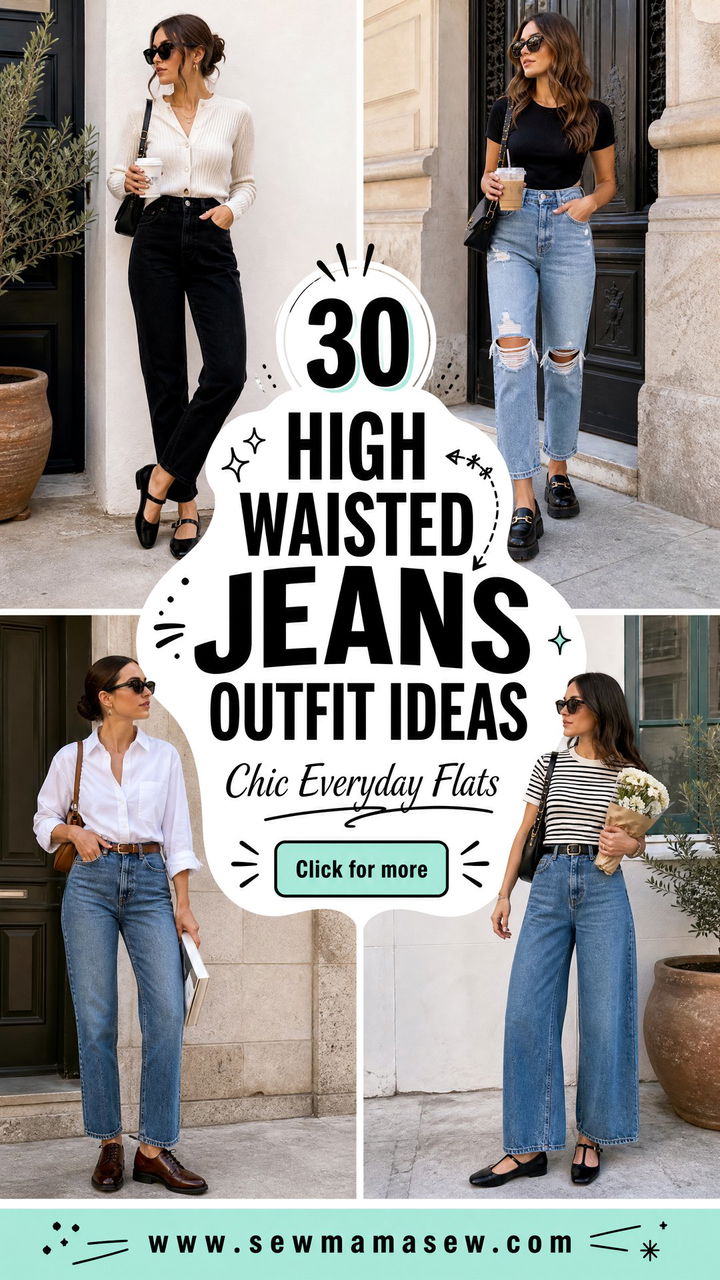 30 High Waisted Jeans Outfit Ideas With Flats For Chic Everyday Looks - 30 High Waisted Jeans Outfit Ideas With Flats For Chic Everyday Looks