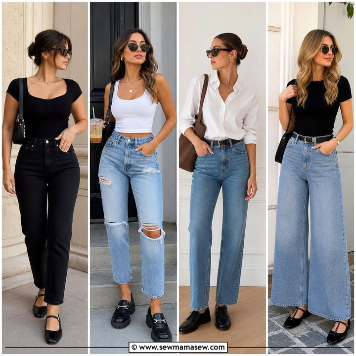 30 High Waisted Jeans Outfit Ideas With Flats For Chic Everyday Looks