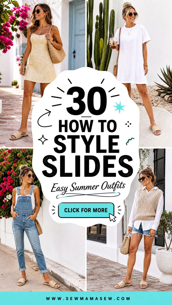 30 How to Style Slides for Easy Summer Outfits and Trips - 30 How to Style Slides for Easy Summer Outfits and Trips