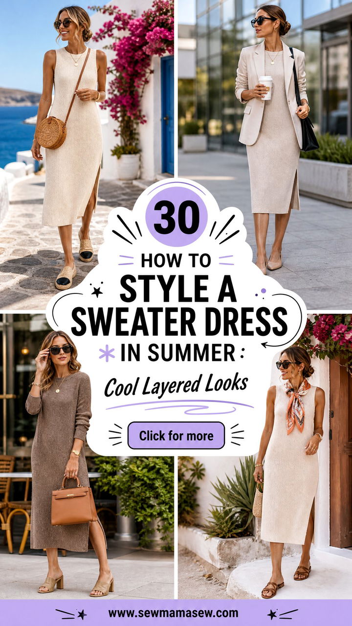 30 How to Style a Sweater Dress in Summer With Cool Layers - 30 How to Style a Sweater Dress in Summer With Cool Layers