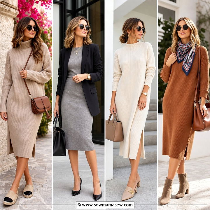 30 How to Style a Sweater Dress in Summer With Cool Layers