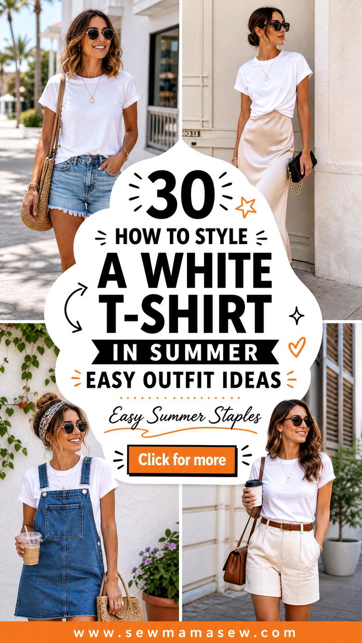 30 How to Style a White T-Shirt in Summer Easy Outfit Ideas - 30 How to Style a White T-Shirt in Summer: Easy Outfit Ideas