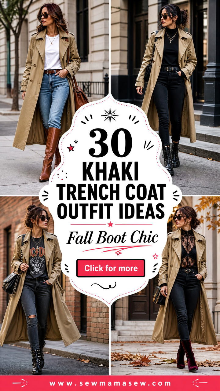 30 Khaki Trench Coat Outfit Ideas With Boots Fall Chic - 30 Khaki Trench Coat Outfit Ideas With Boots: Fall Chic