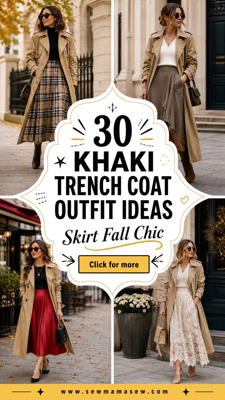 30 Khaki Trench Coat Outfit Ideas With a Skirt for Fall - 30 Khaki Trench Coat Outfit Ideas With a Skirt for Fall