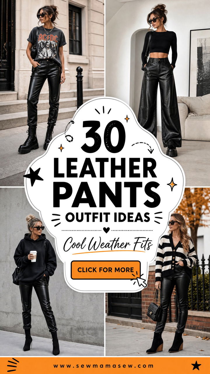 30 Leather Pants Outfit Ideas With Boots for Cool Weather - 30 Leather Pants Outfit Ideas With Boots for Cool Weather