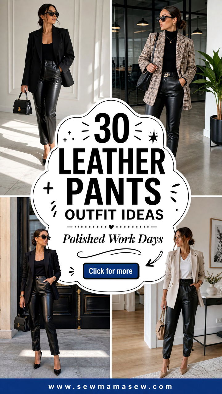 30 Leather Pants Outfit Ideas With a Blazer for Work Days - 30 Leather Pants Outfit Ideas With a Blazer for Work Days