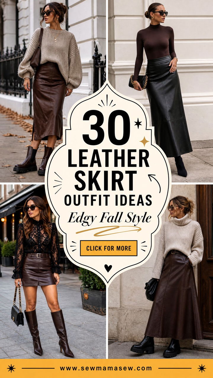 30 Leather Skirt Outfit Ideas With Boots for Edgy Fall Style - 30 Leather Skirt Outfit Ideas With Boots for Edgy Fall Style