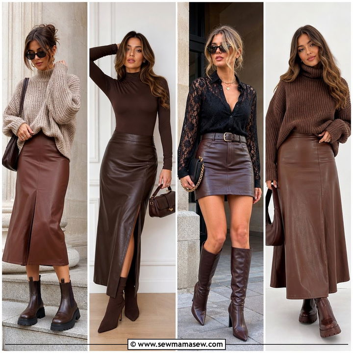 30 Leather Skirt Outfit Ideas With Boots for Edgy Fall Style
