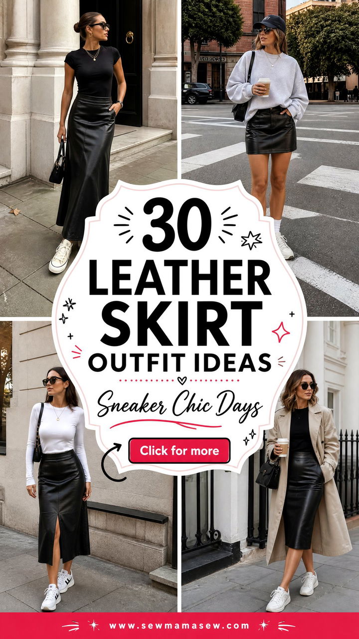 30 Leather Skirt Outfit Ideas With Sneakers for Chic Days - 30 Leather Skirt Outfit Ideas With Sneakers for Chic Days