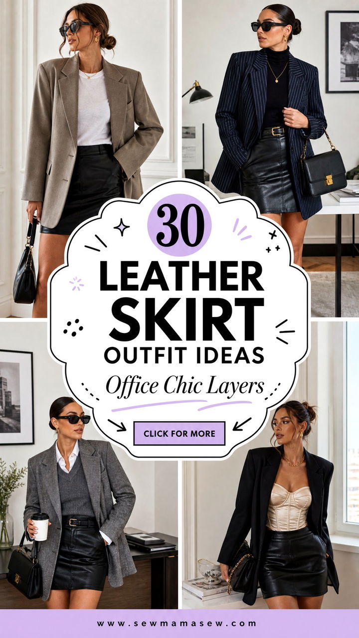 30 Leather Skirt Outfit Ideas With a Blazer for Office Chic - 30 Leather Skirt Outfit Ideas With a Blazer for Office Chic
