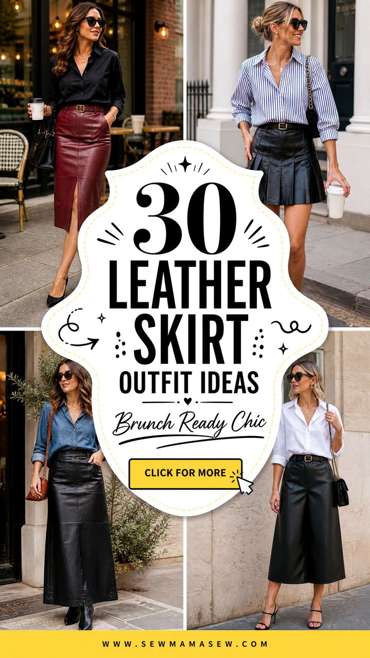 30 Leather Skirt Outfit Ideas With a Button Down for Brunch - 30 Leather Skirt Outfit Ideas With a Button Down for Brunch
