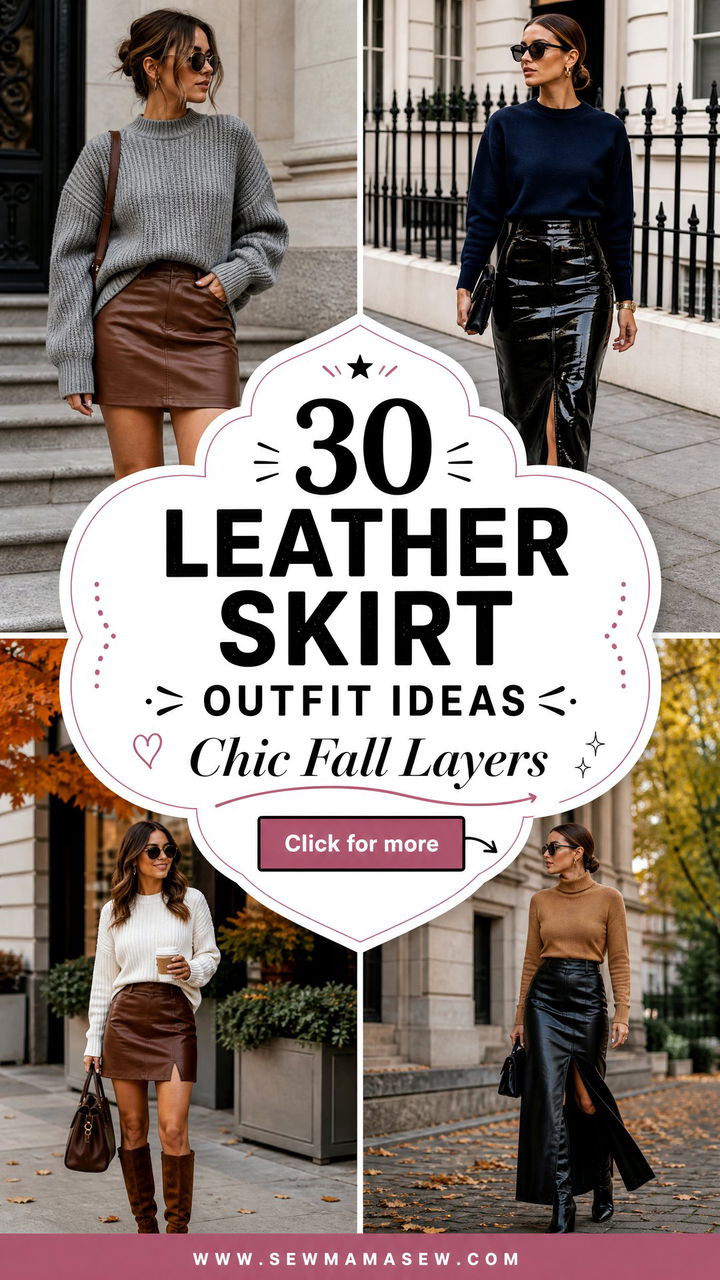 30 Leather Skirt Outfit Ideas With a Sweater for Chic Fall - 30 Leather Skirt Outfit Ideas With a Sweater for Chic Fall