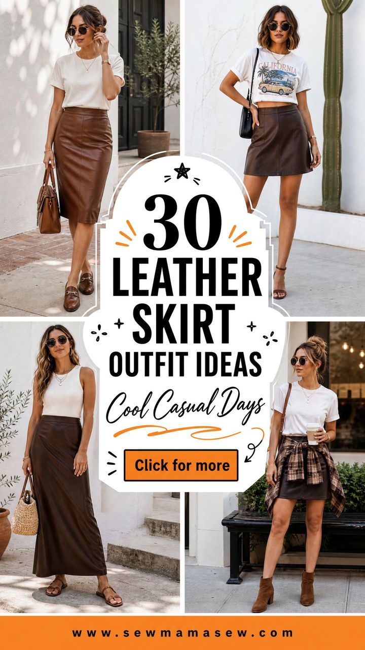 30 Leather Skirt Outfit Ideas With a Tee for Cool Casual Days - 30 Leather Skirt Outfit Ideas With a Tee for Cool Casual Days