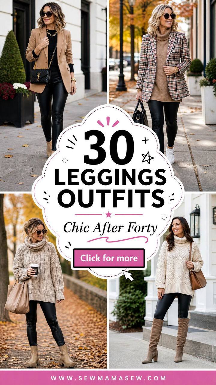 30 Leggings Outfits for Women Over 40 That Feel Chic - 30 Leggings Outfits for Women Over 40 That Feel Chic