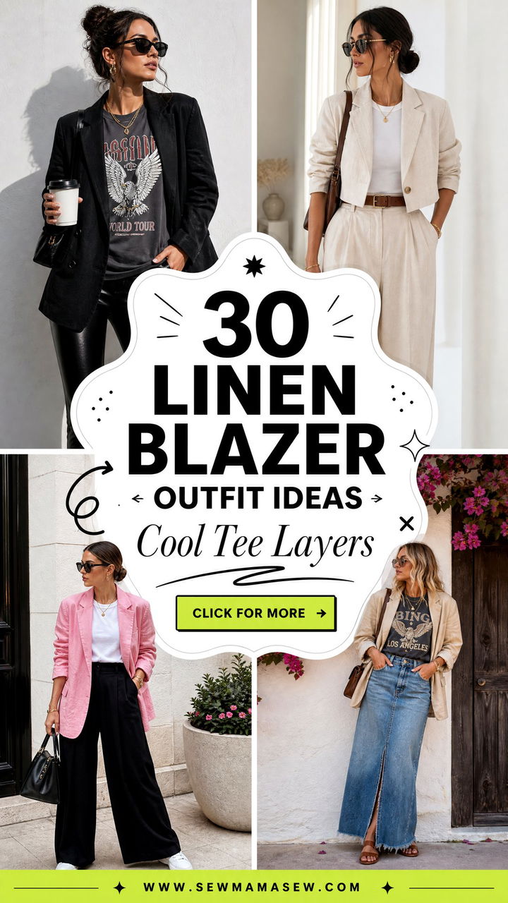 30 Linen Blazer Outfit Ideas With a T-Shirt for Cool Days - 30 Linen Blazer Outfit Ideas With a T-Shirt for Cool Days