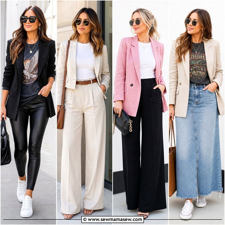 30 Linen Blazer Outfit Ideas With a T-Shirt for Cool Days