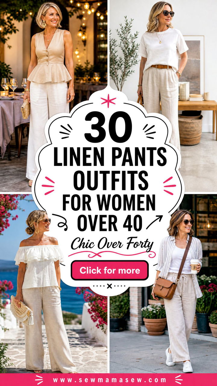 30 Linen Pants Outfits for Women Over 40 to Look Chic - 30 Linen Pants Outfits for Women Over 40 to Look Chic