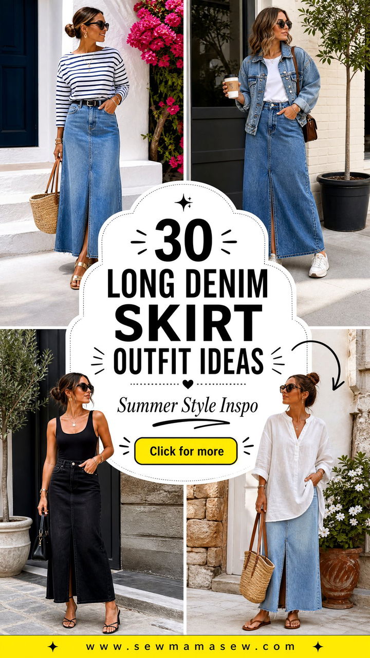 30 Long Denim Skirt Outfit Ideas Summer Looks to Try Now - 30 Long Denim Skirt Outfit Ideas Summer Looks to Try Now