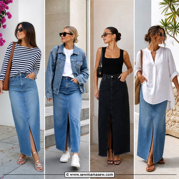 30 Long Denim Skirt Outfit Ideas Summer Looks to Try Now