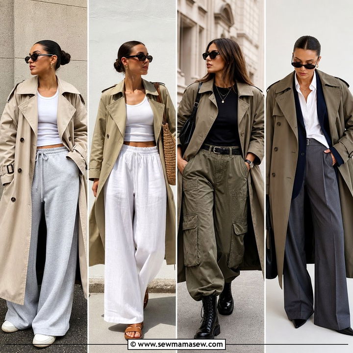 30 Long Trench Coat Outfit Ideas With Wide Leg Pants for 2026