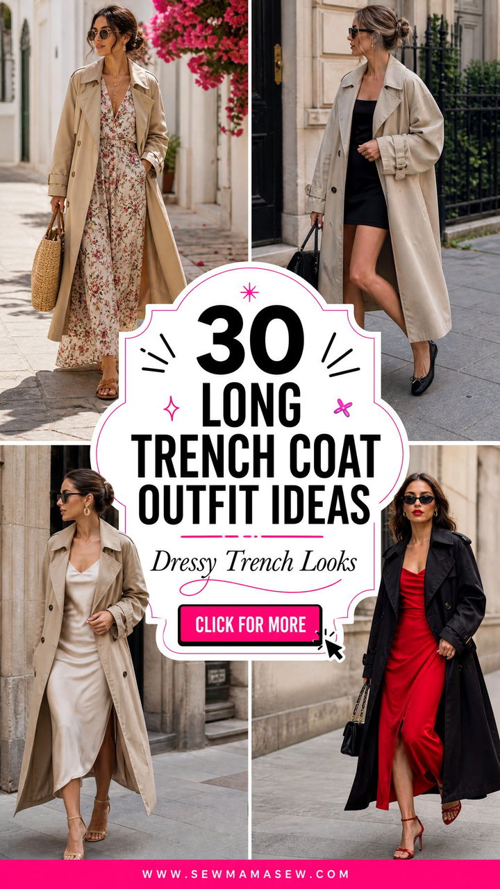 30 Long Trench Coat Outfit Ideas With a Dress to Try - 30 Long Trench Coat Outfit Ideas With a Dress to Try