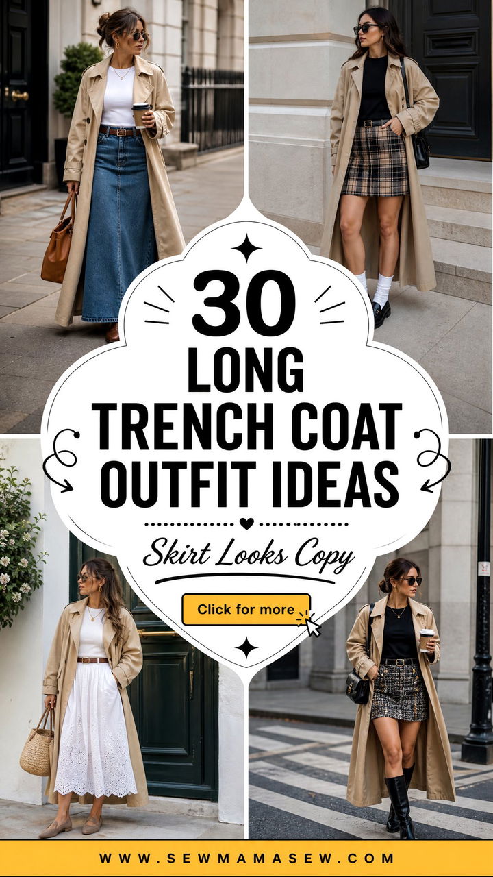30 Long Trench Coat Outfit Ideas With a Skirt to Copy - 30 Long Trench Coat Outfit Ideas With a Skirt to Copy