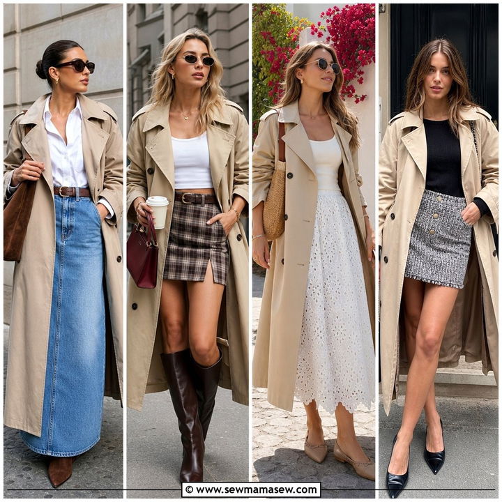 30 Long Trench Coat Outfit Ideas With a Skirt to Copy