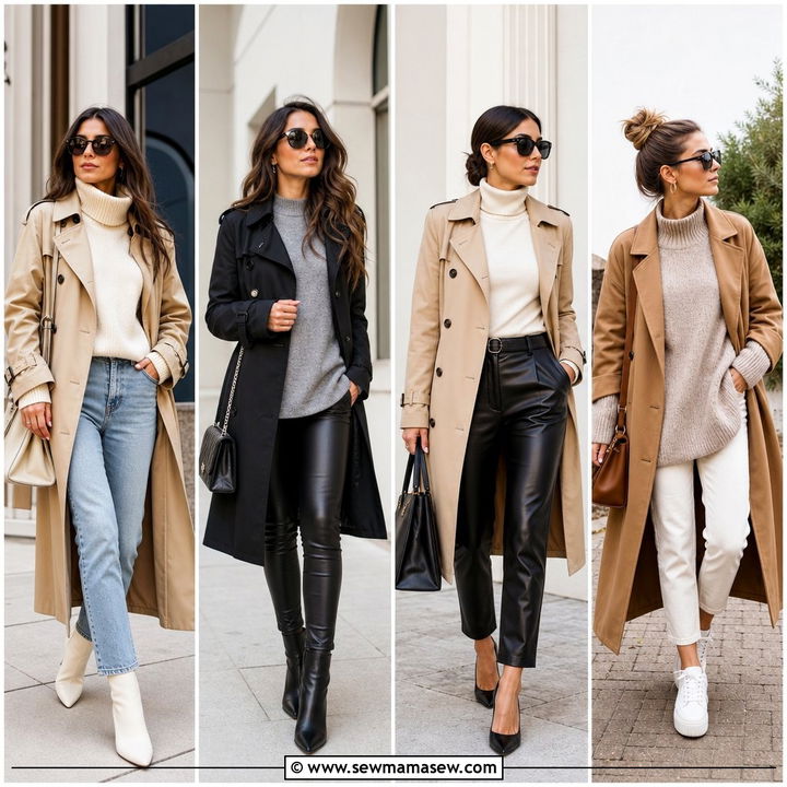 30 Long Trench Coat Outfit Ideas With a Sweater for Chic Days