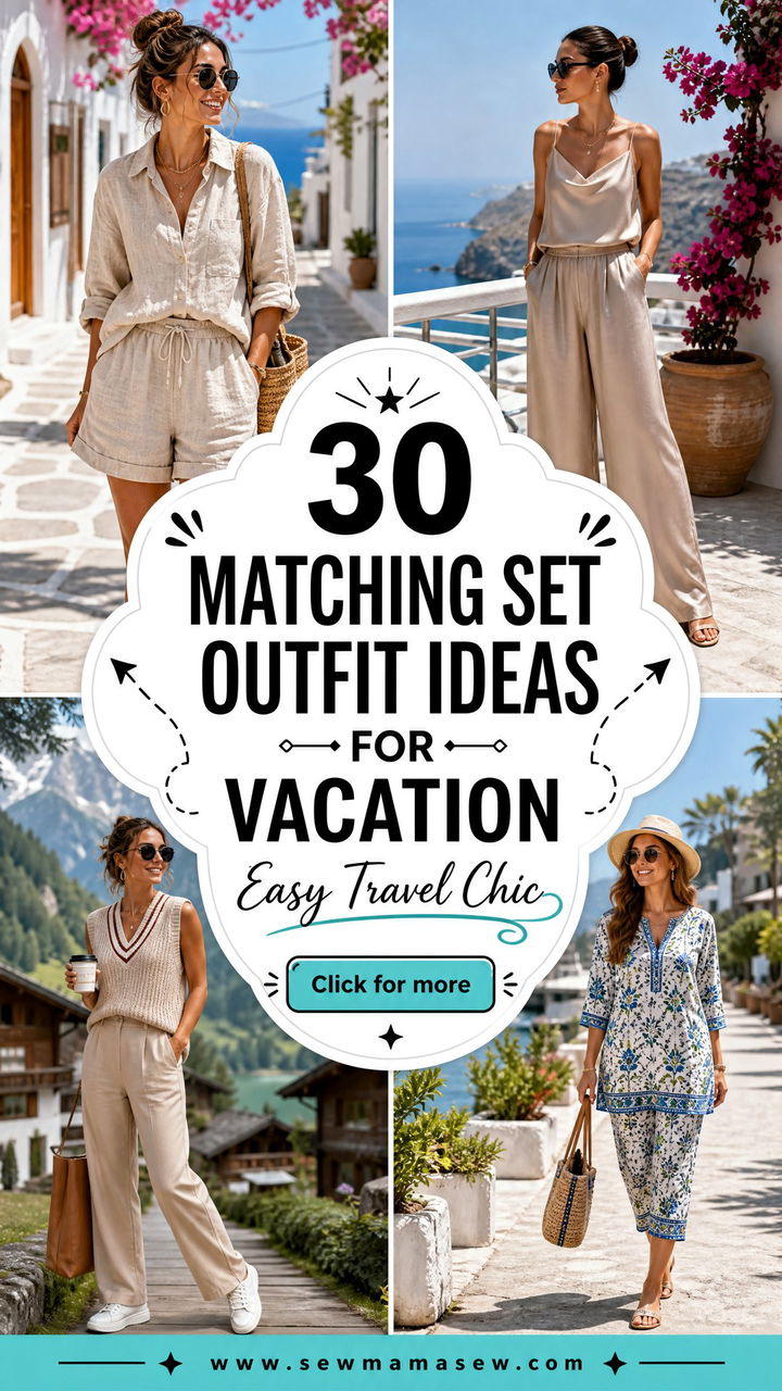 30 Matching Set Outfit Ideas for Vacation Easy Chic Looks - 30 Matching Set Outfit Ideas for Vacation: Easy Chic Looks
