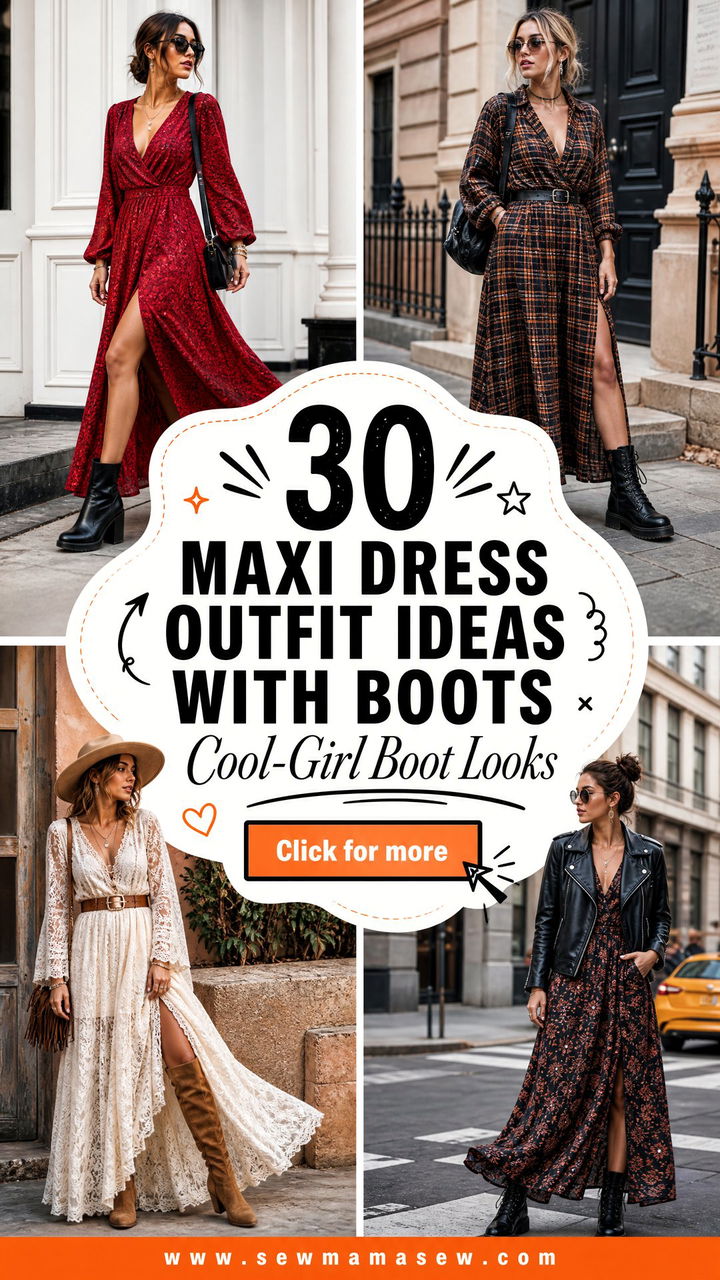 30 Maxi Dress Outfit Ideas With Boots for Cool-Girl Style - 30 Maxi Dress Outfit Ideas With Boots for Cool-Girl Style