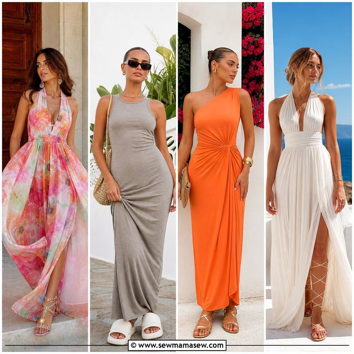 30 Maxi Dress Outfit Ideas With Sandals for Easy Summer Style