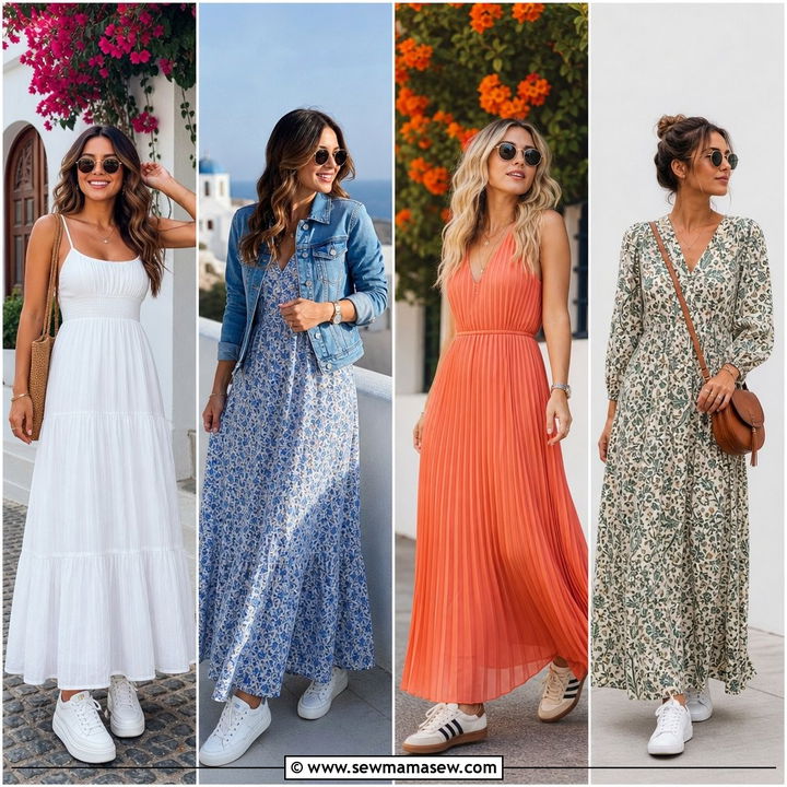 30 Maxi Dress Outfit Ideas With Sneakers For Cool Comfort