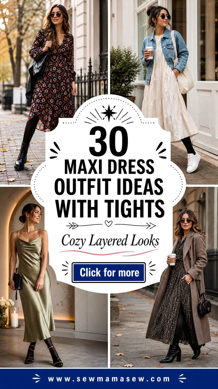 30 Maxi Dress Outfit Ideas With Tights for Cozy Style - 30 Maxi Dress Outfit Ideas With Tights for Cozy Style