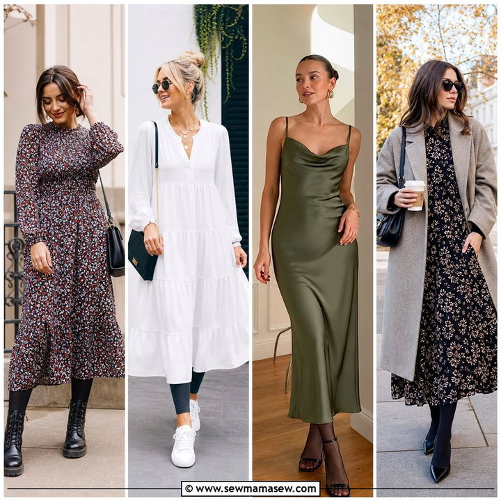 30 Maxi Dress Outfit Ideas With Tights for Cozy Style