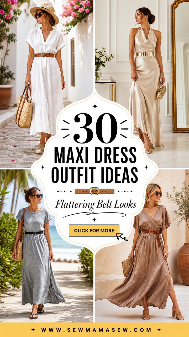 30 Maxi Dress Outfit Ideas With a Belt for Flattering Looks - 30 Maxi Dress Outfit Ideas With a Belt for Flattering Looks
