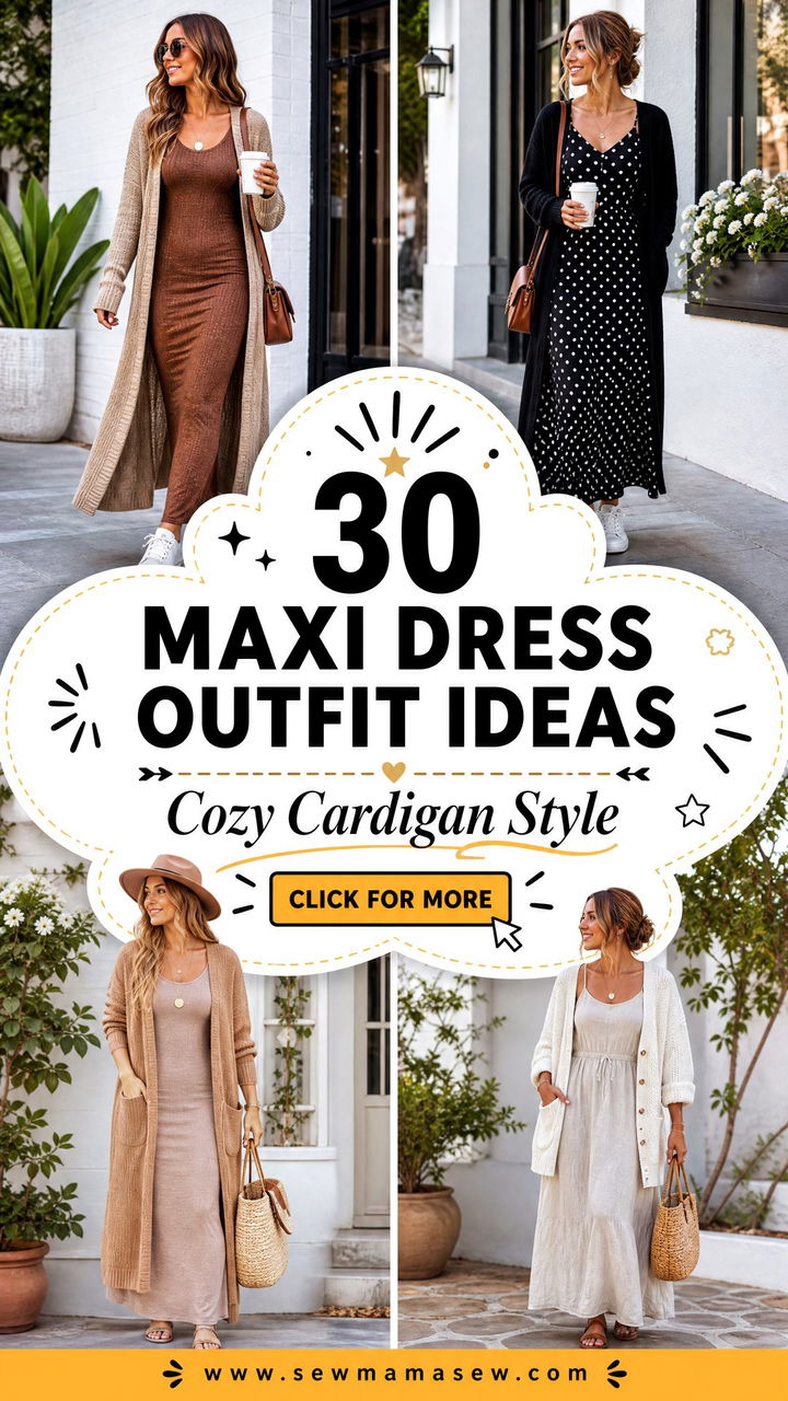 30 Maxi Dress Outfit Ideas With a Cardigan for Cozy Style - 30 Maxi Dress Outfit Ideas With a Cardigan for Cozy Style