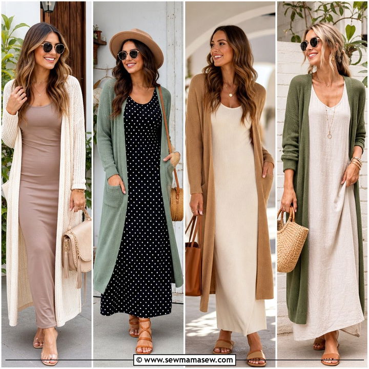 30 Maxi Dress Outfit Ideas With a Cardigan for Cozy Style