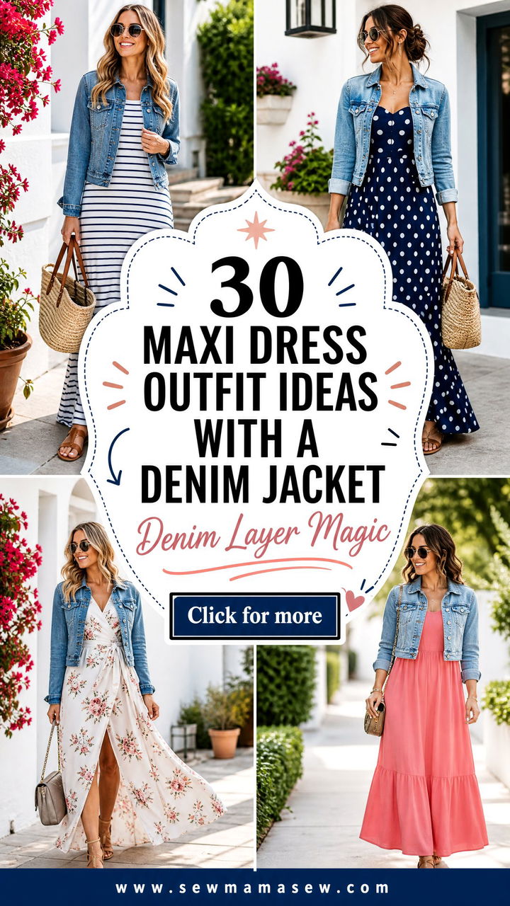 30 Maxi Dress Outfit Ideas With a Denim Jacket to Try - 30 Maxi Dress Outfit Ideas With a Denim Jacket to Try