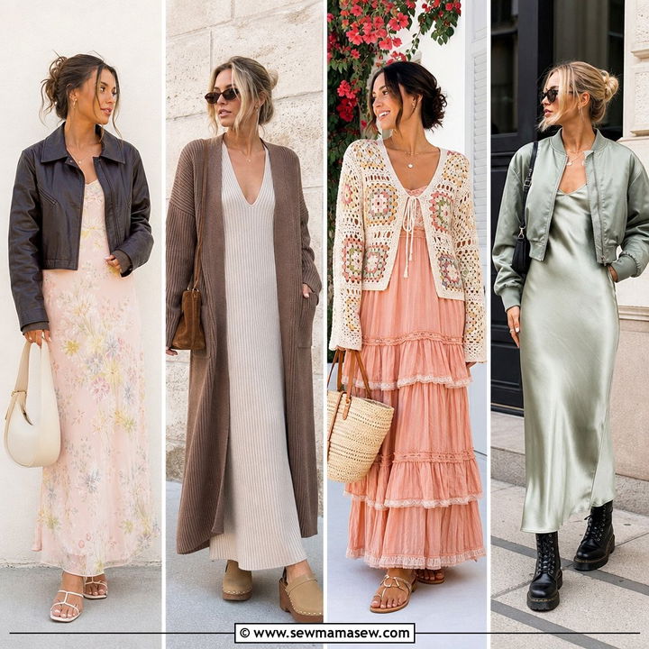 30 Maxi Dress Outfit Ideas With a Jacket for Chic Layers