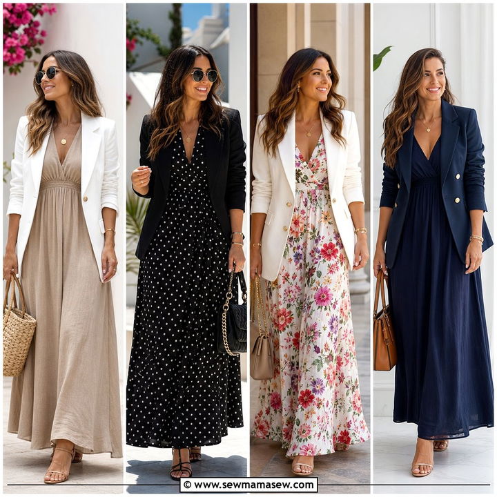 30 Maxi Dress With A Blazer Outfit Ideas For Chic Layers
