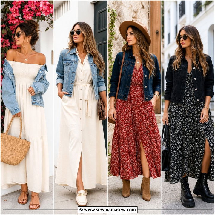 30 Maxi Dress With a Denim Jacket Outfit Ideas to Try